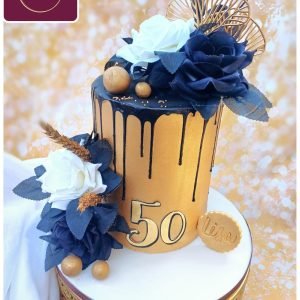 Gold Ginkgo Leaf Drip Cake