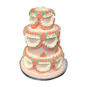 3 tier Lambeth Piped Wedding Cake