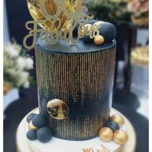 Gold & Black Sophisticated Celebration Cake